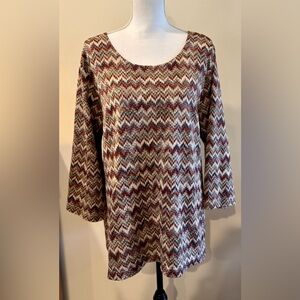 Alfred Dunner Multicolor Chevron Knit Top